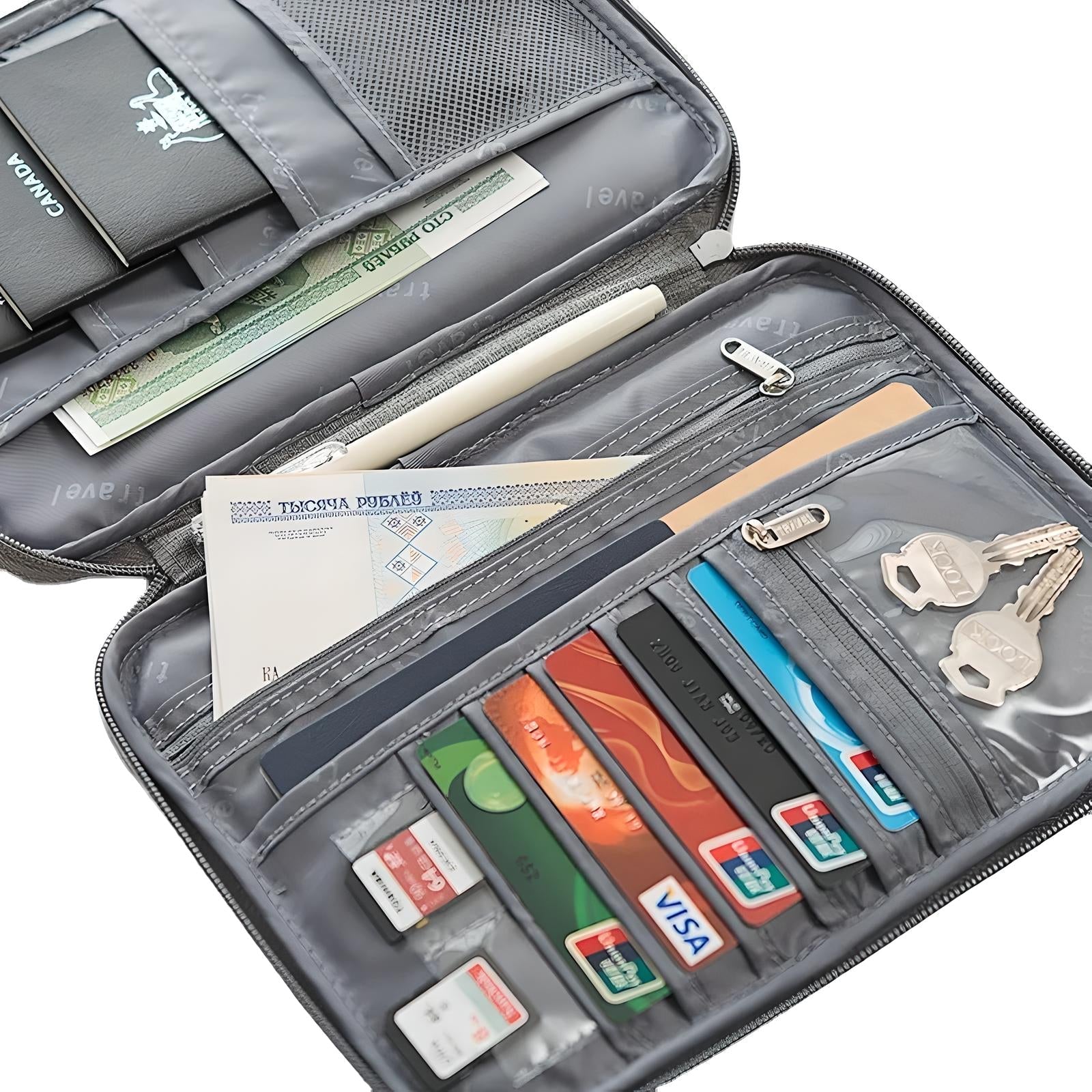 Family Passport Wallet with Secure Compartments for Travel Essentials